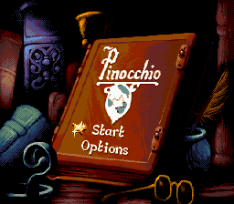 Pinocchio title screen for Sega Mega Drive